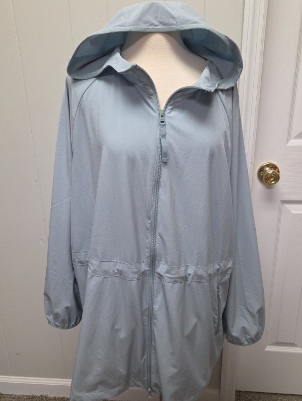 J Jill Fit Pastel Teal Athletic Hooded Lightweight Jacket 2XL